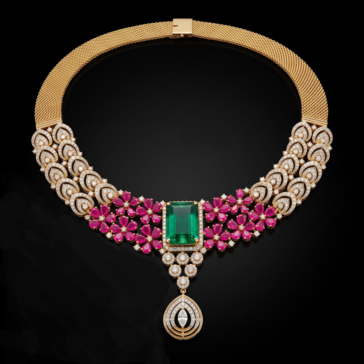 VNCK34772 lab grown diamond necklace on black background