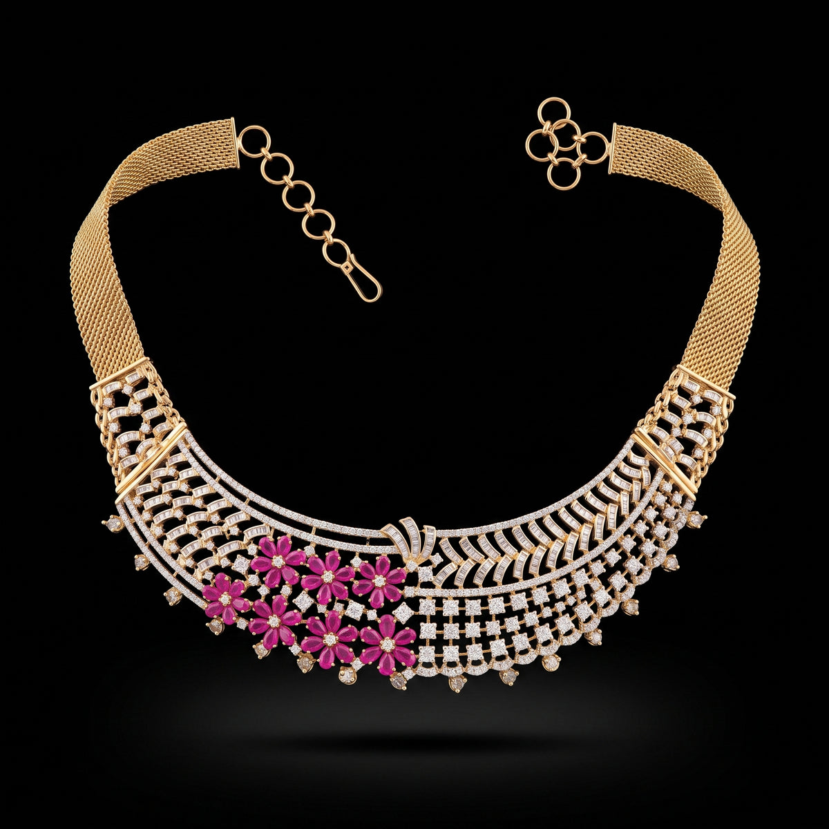 VNCK36345 lab grown diamond necklace on black background