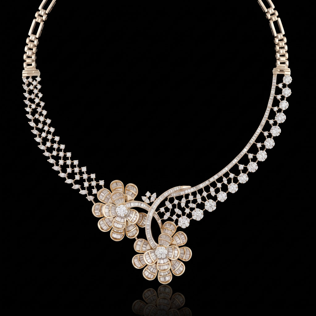 VNCK36480 lab grown diamond necklace on black background