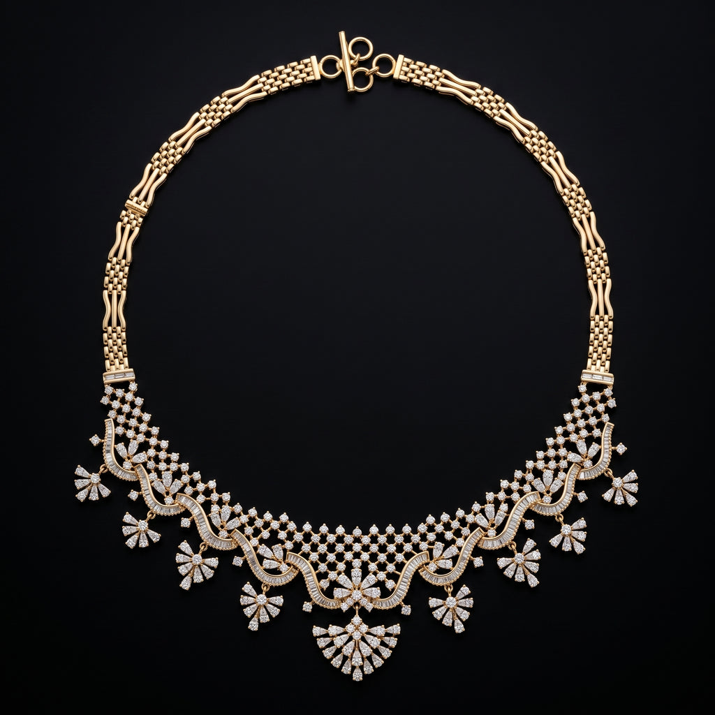 VNCK37281 lab grown diamond necklace on black background