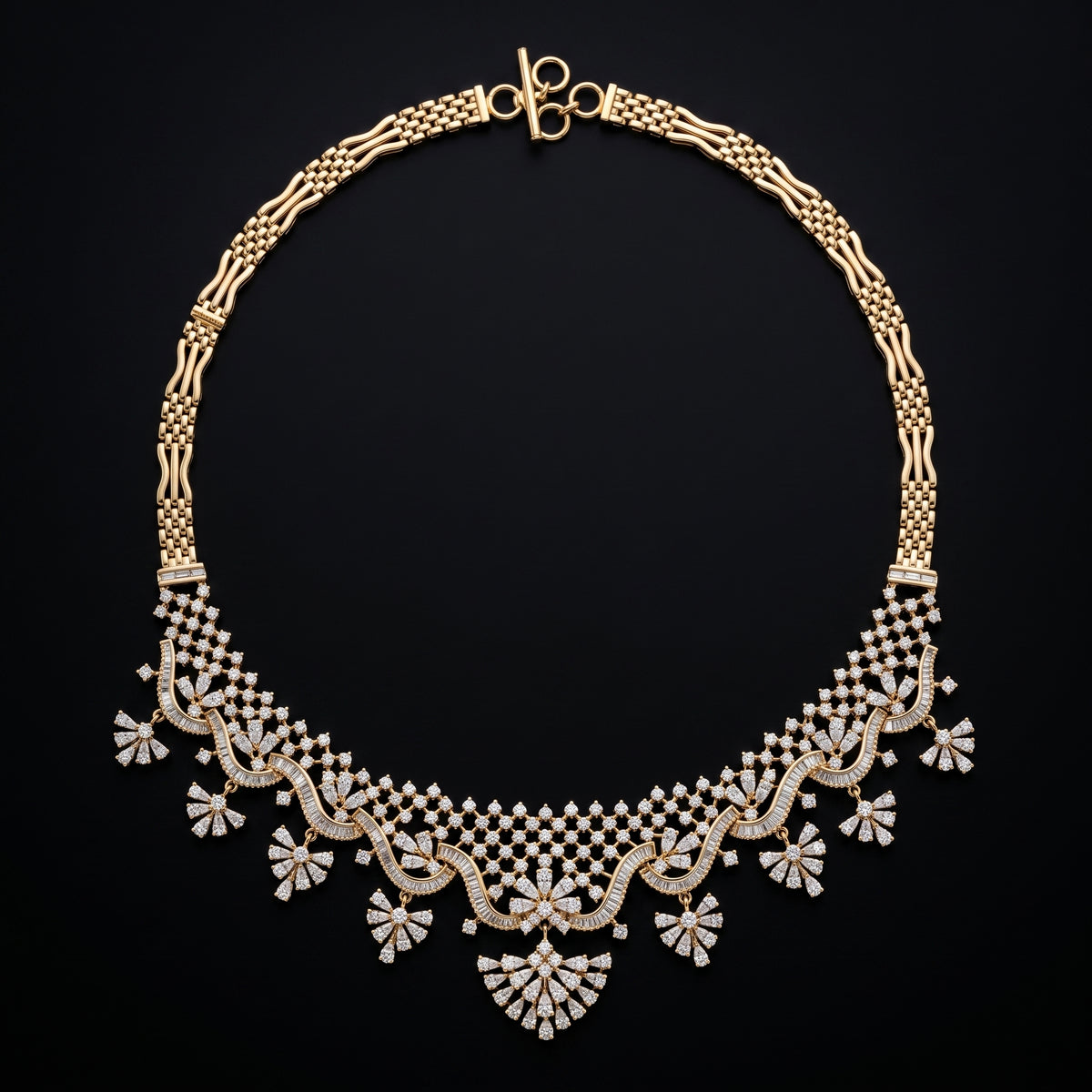 VNCK37281 lab grown diamond necklace on black background