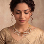 VNCK37443 lab grown diamond necklace worn by model