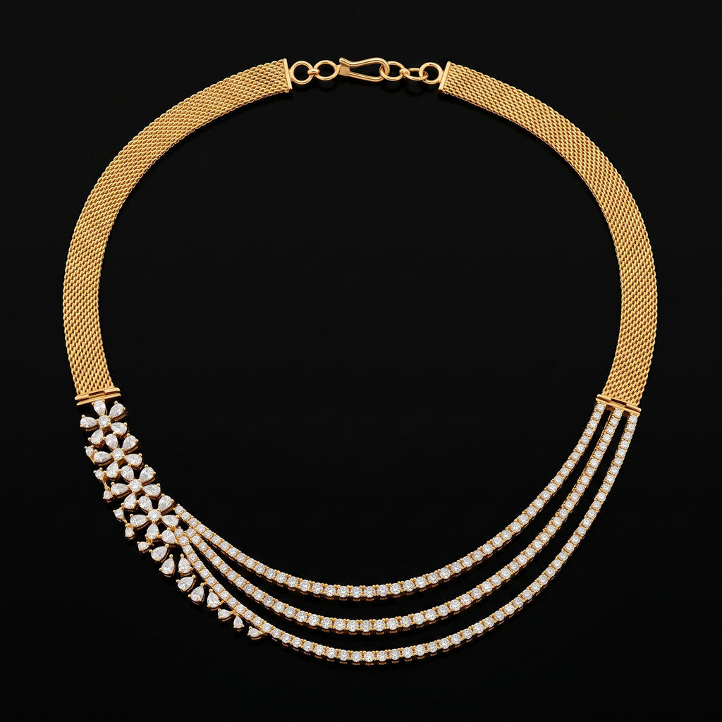 VNCK37899 lab grown diamond necklace on black background