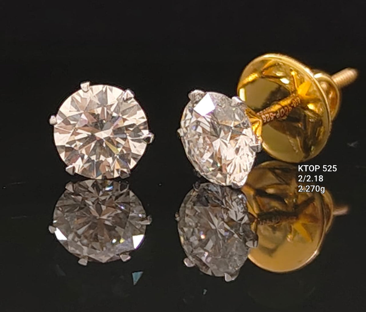 2.18 Ct Lab Grown Diamond Earrings in 18K Gold