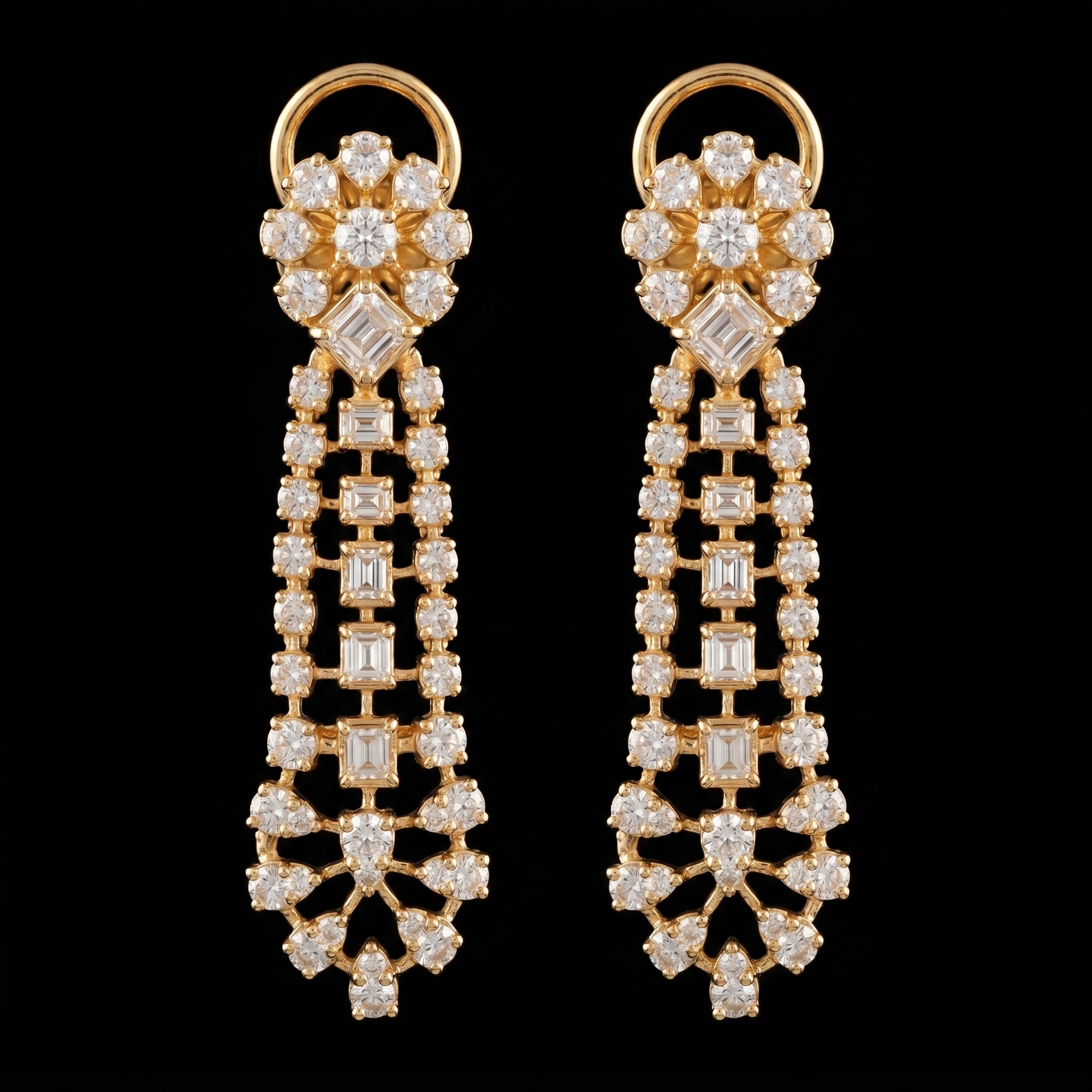 2.83Ct of Long Earring With Purity of 14K