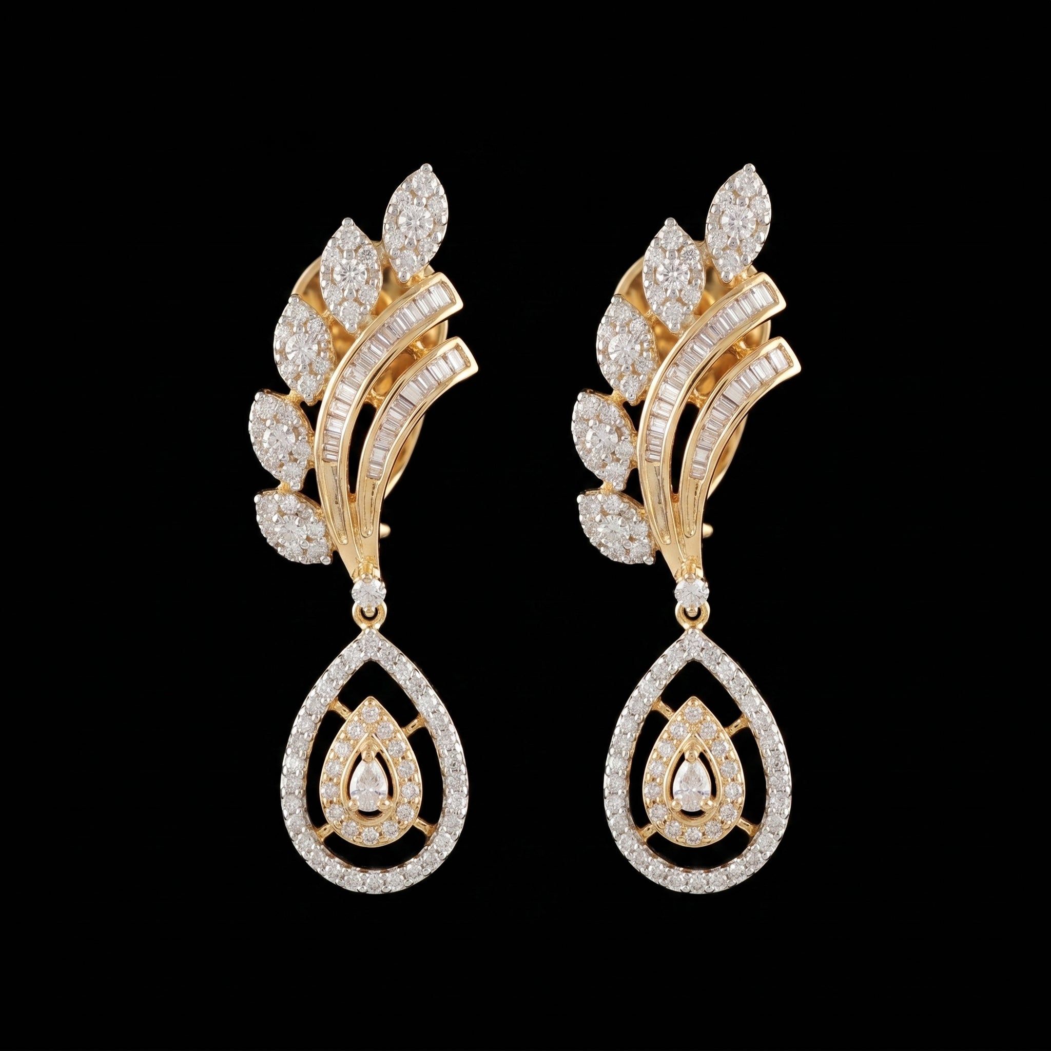 2.29Ct of Long Earring With Purity of 14K