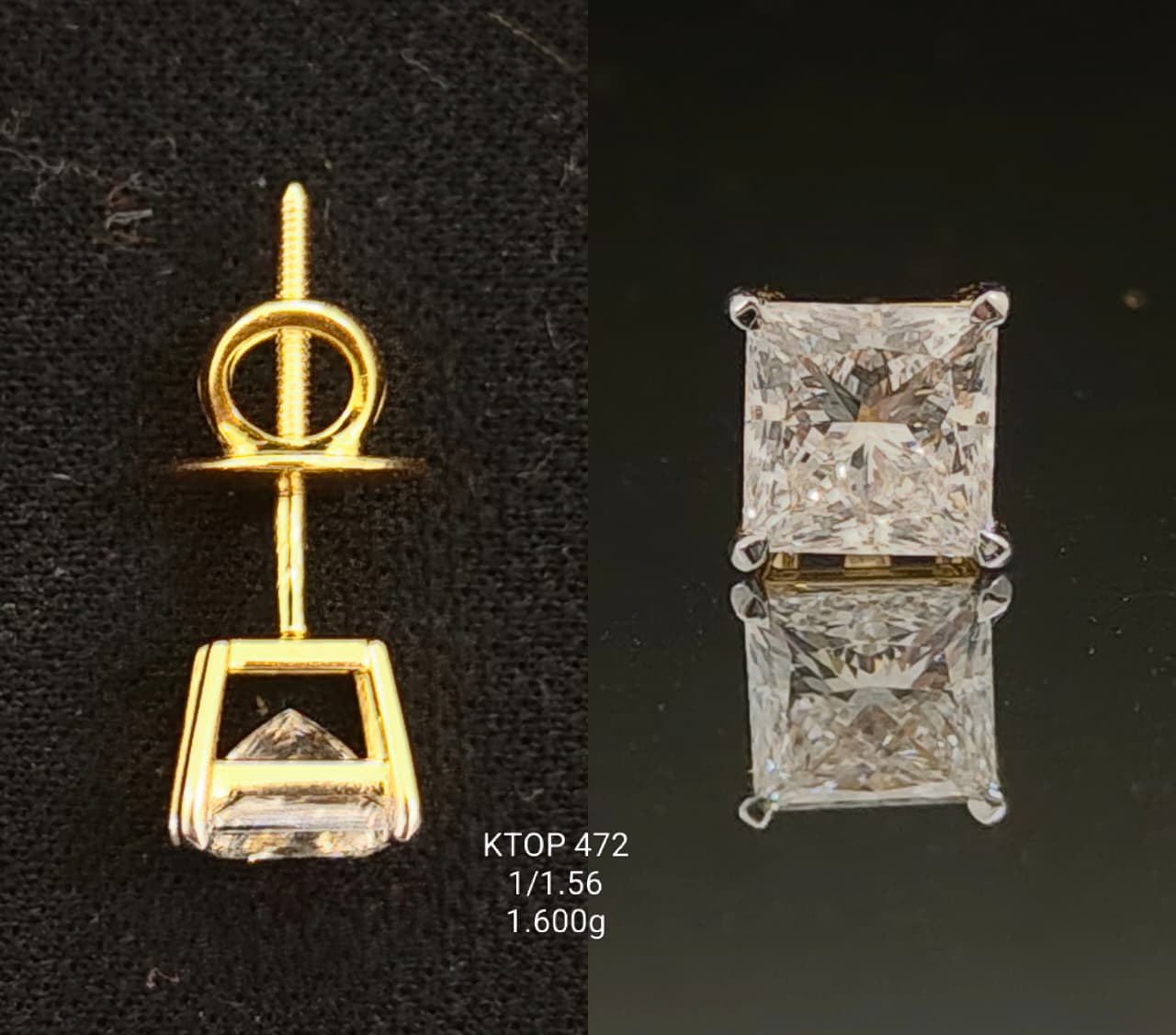 1.56 Ct Mens Earrings with the Purity of 18K