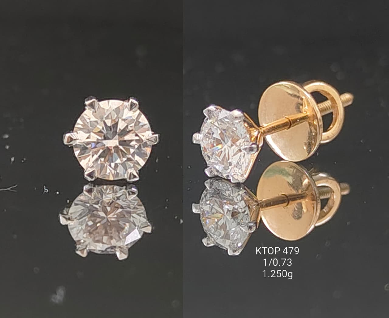 0.73Ct of Earrings With The Purity of 18K