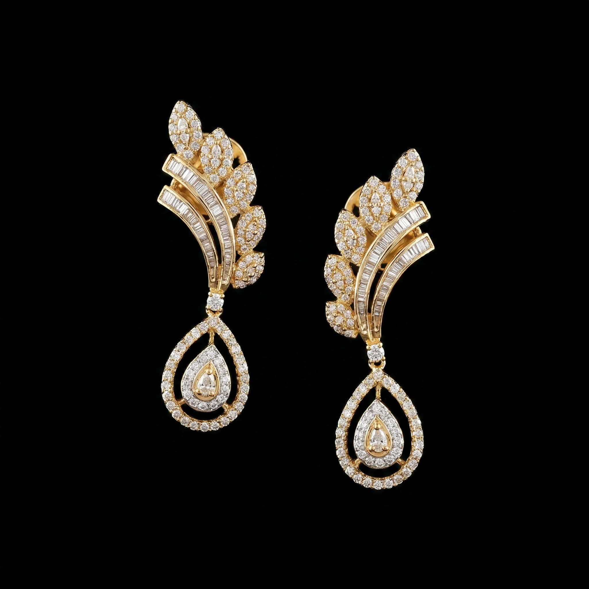 2.74Ct of Long Earring With Purity of 14K
