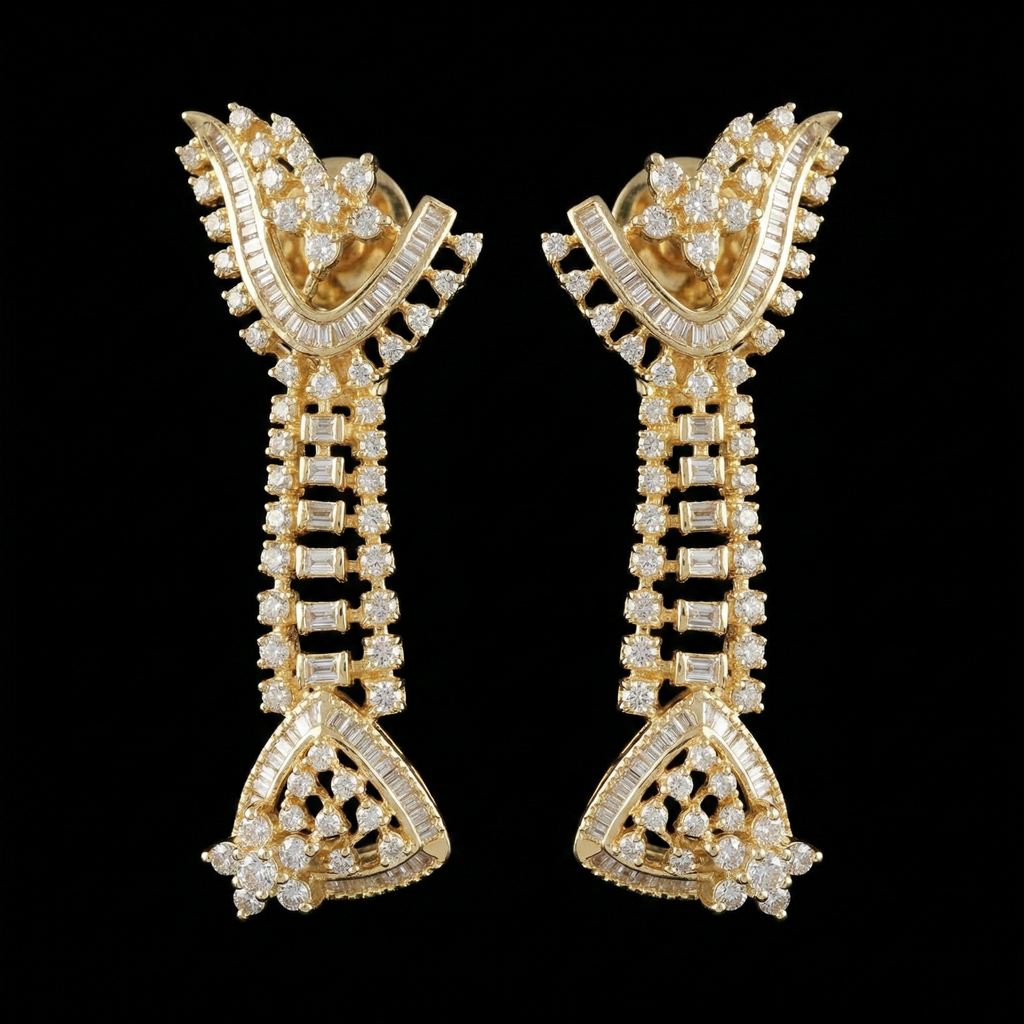 2.78Ct of Long Earring With Purity of 14K
