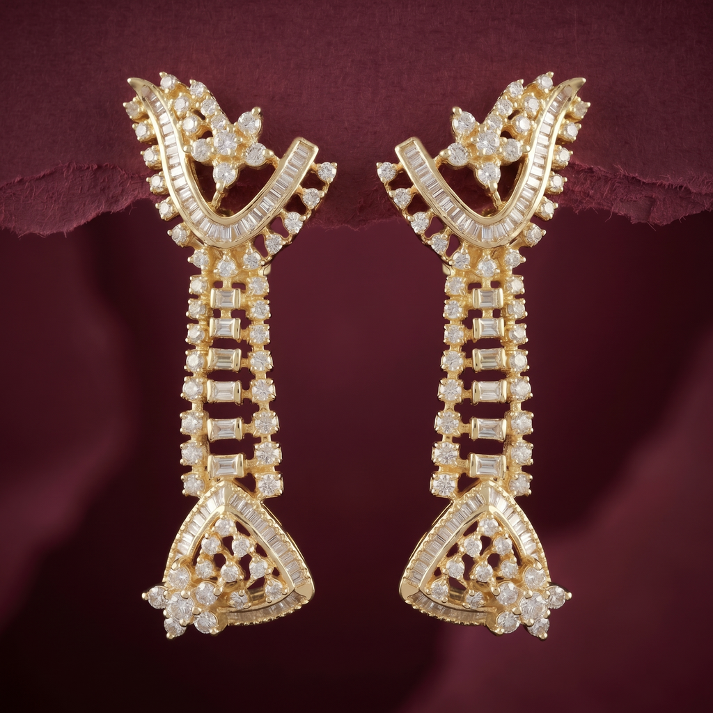 2.78Ct of Long Earring With Purity of 14K