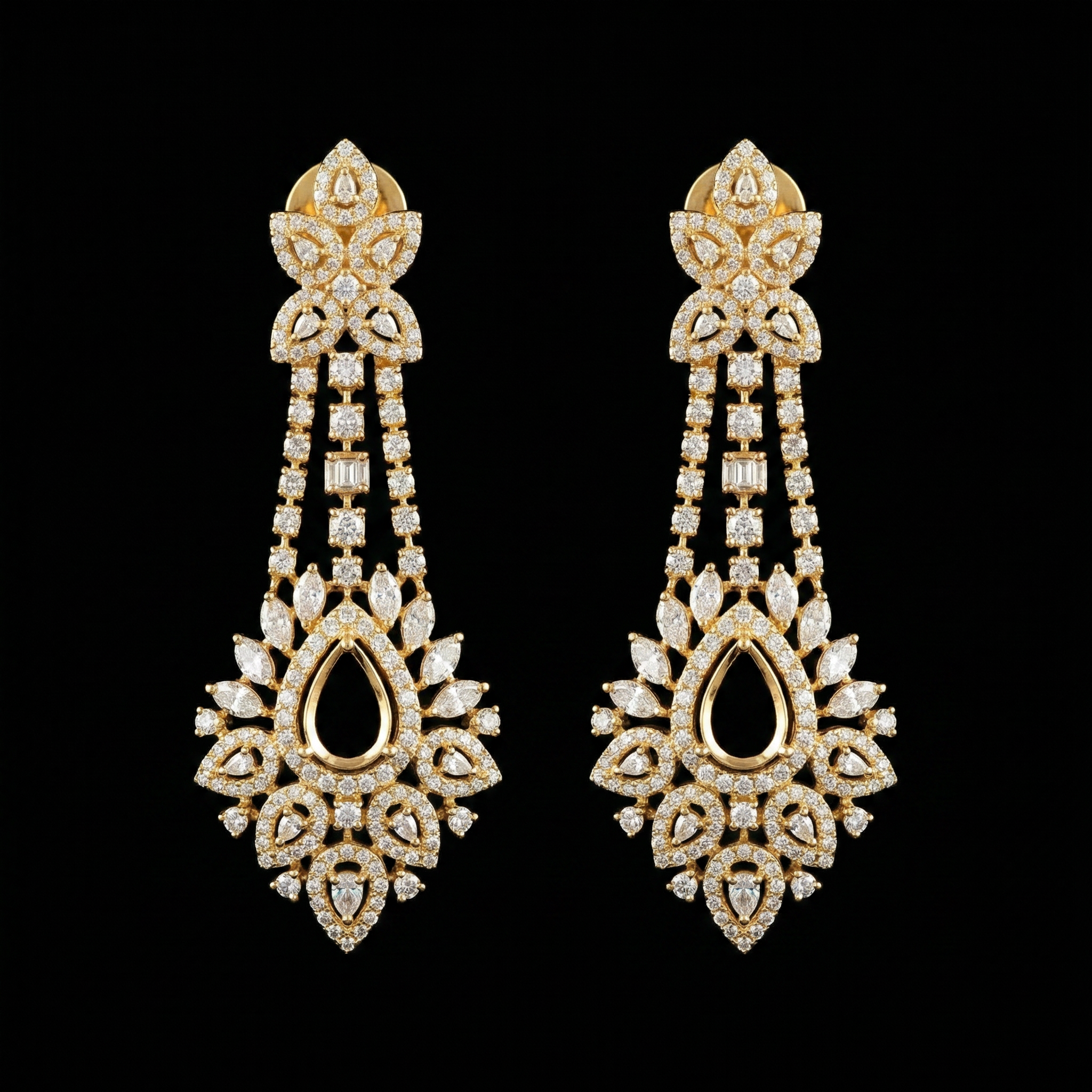 7.55Ct of Long Earring With Purity of 14K