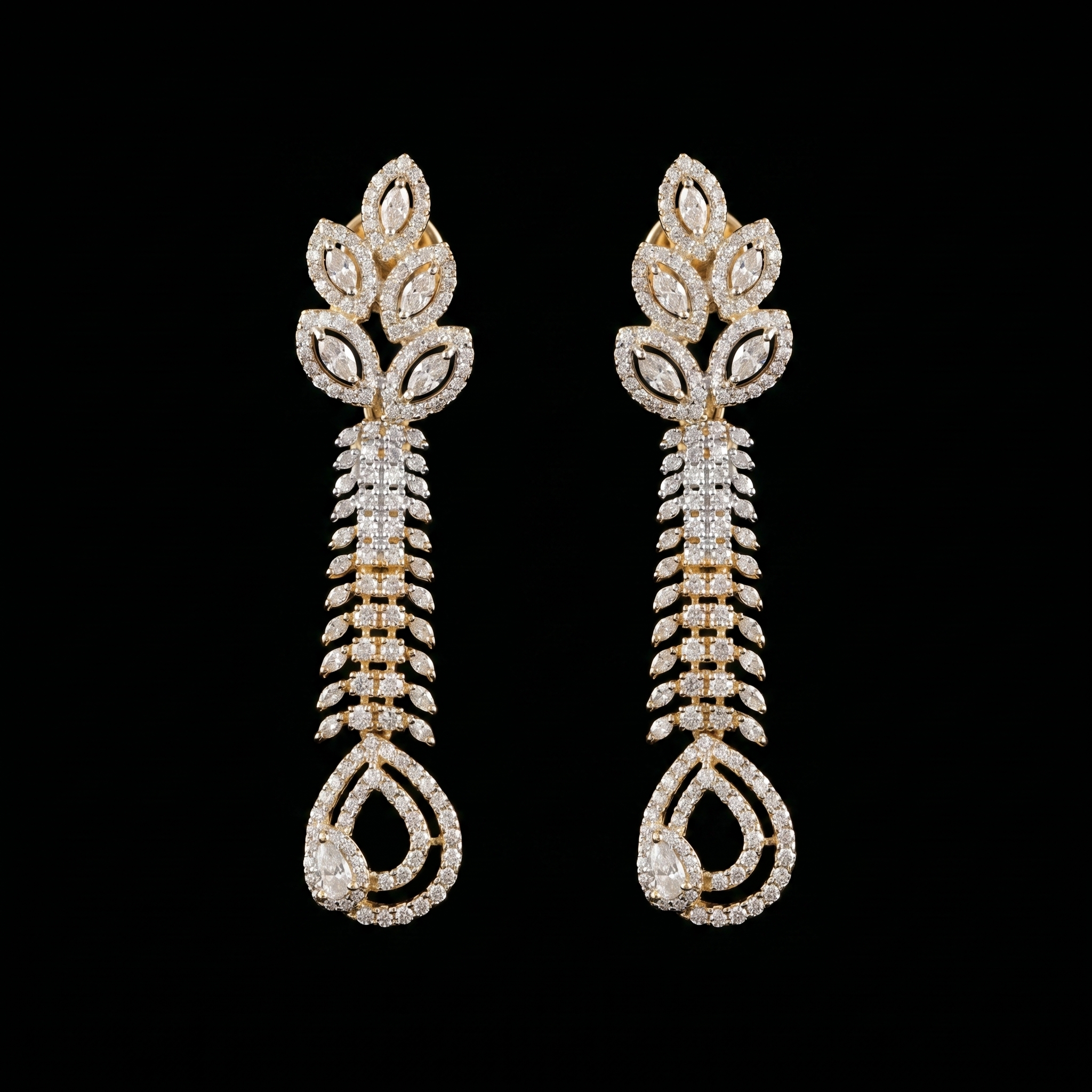 3.8Ct of Long Earring With Purity of 14K
