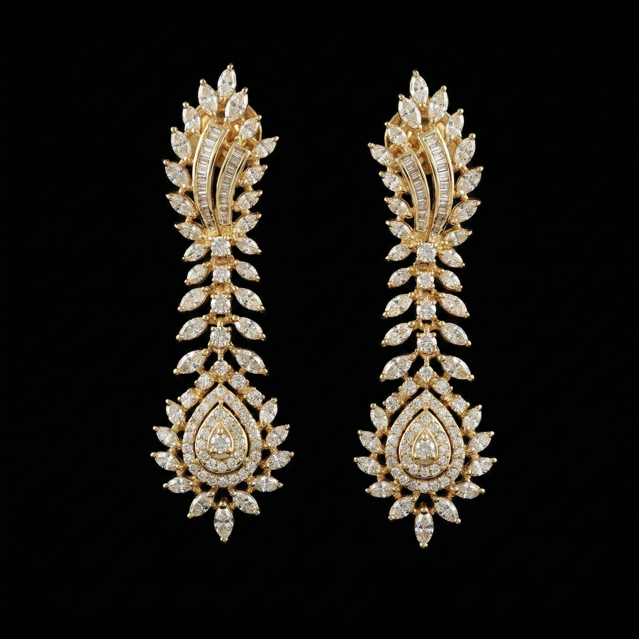 3.16Ct of Long Earring With Purity of 14K