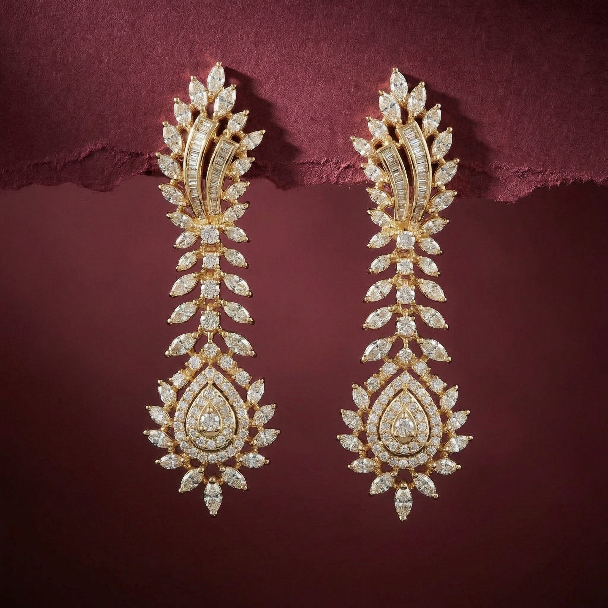 3.16Ct of Long Earring With Purity of 14K