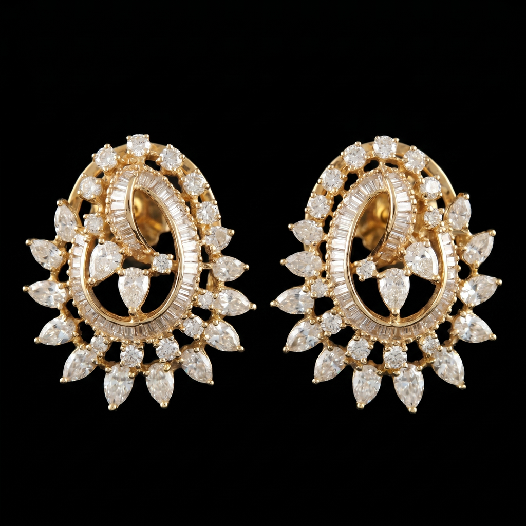 4.34Ct of Locket Earring With Purity of 18K