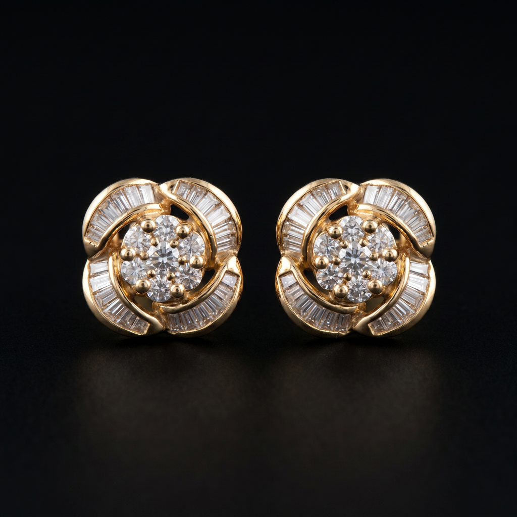 0.51 Ct EARRINGS with the Purity of 18K
