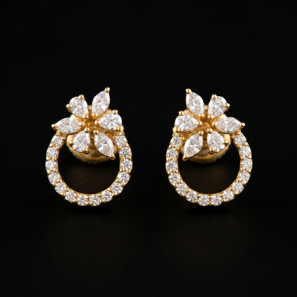 1.42 Ct EARRINGS with the Purity of 18K
