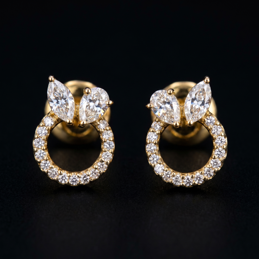 1.37 Ct EARRINGS with the Purity of 18K
