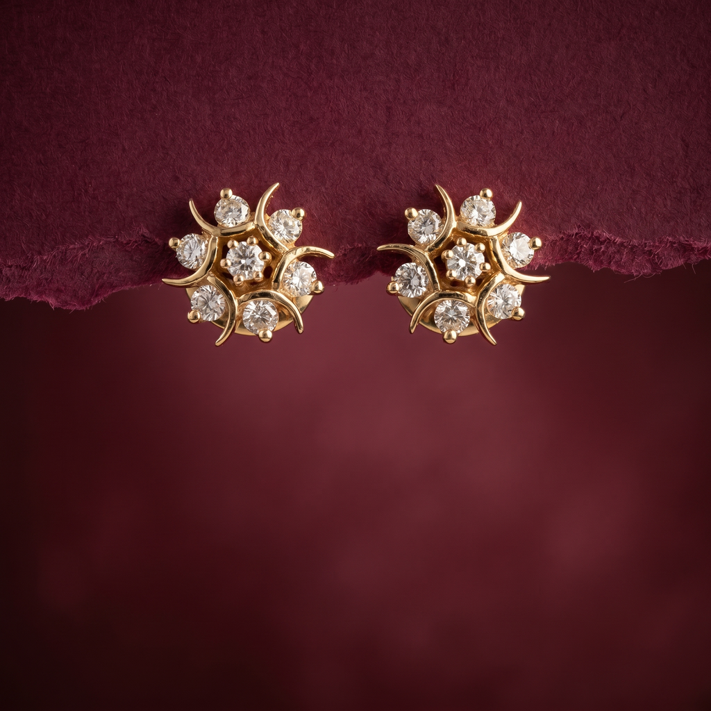 0.87 Ct EARRINGS with the Purity of 18K