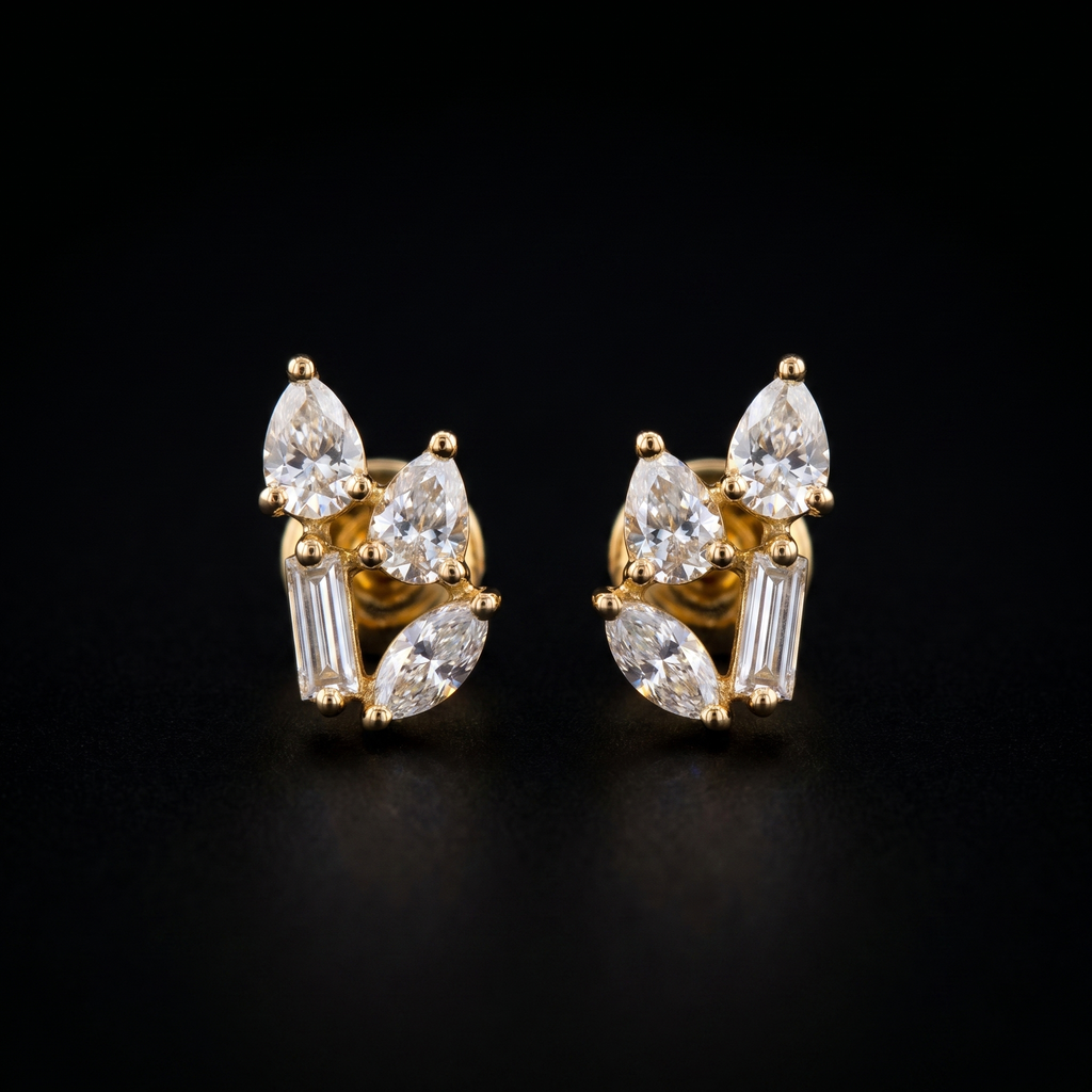 0.678Ct of Earring  With the Purity of 18K