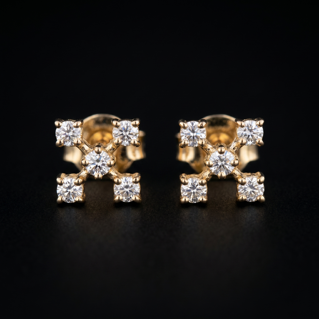 0.3Ct of Earring  With the Purity of 18K