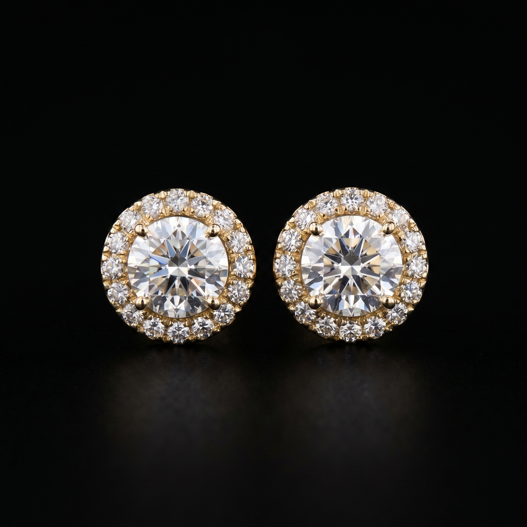 0.58Ct of Earring  With the Purity of 18K