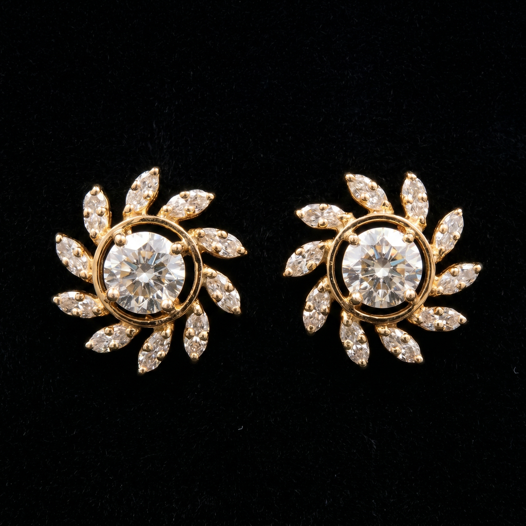 1.44Ct of Earring  With the Purity of 18K