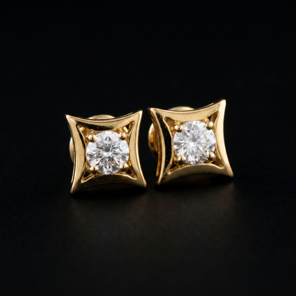 0.52Ct of Earring  With the Purity of 18K