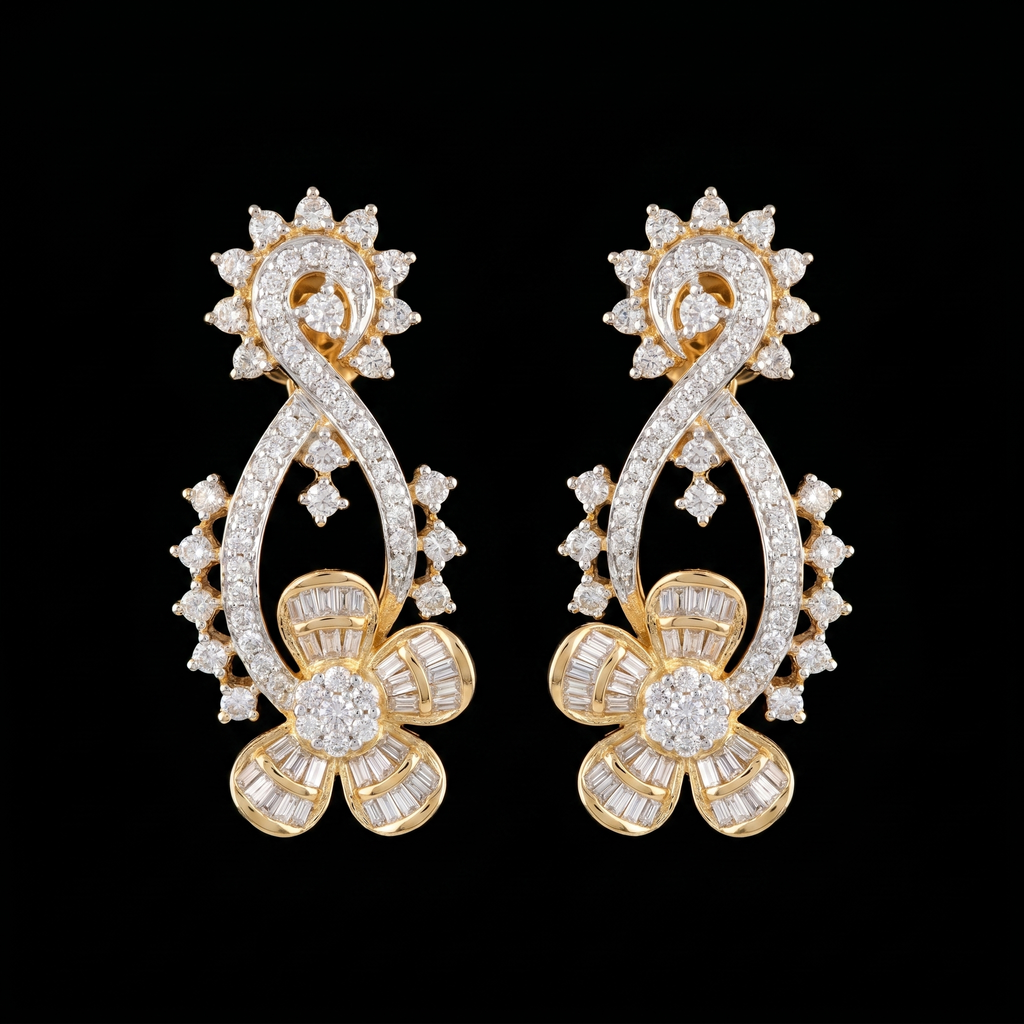 3.76Ct of Necklace Earring With the Purity of 14K