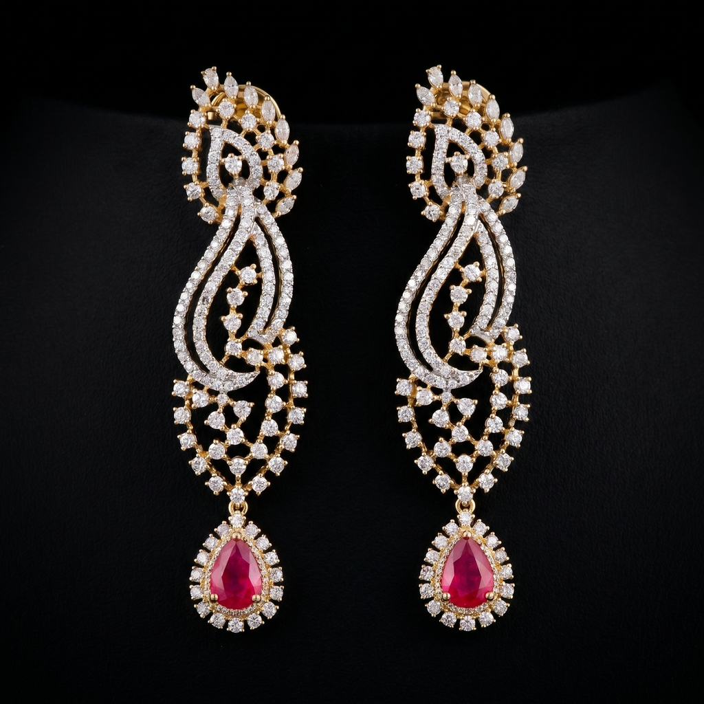 9.22Ct of Necklace Earring With the Purity of 14K
