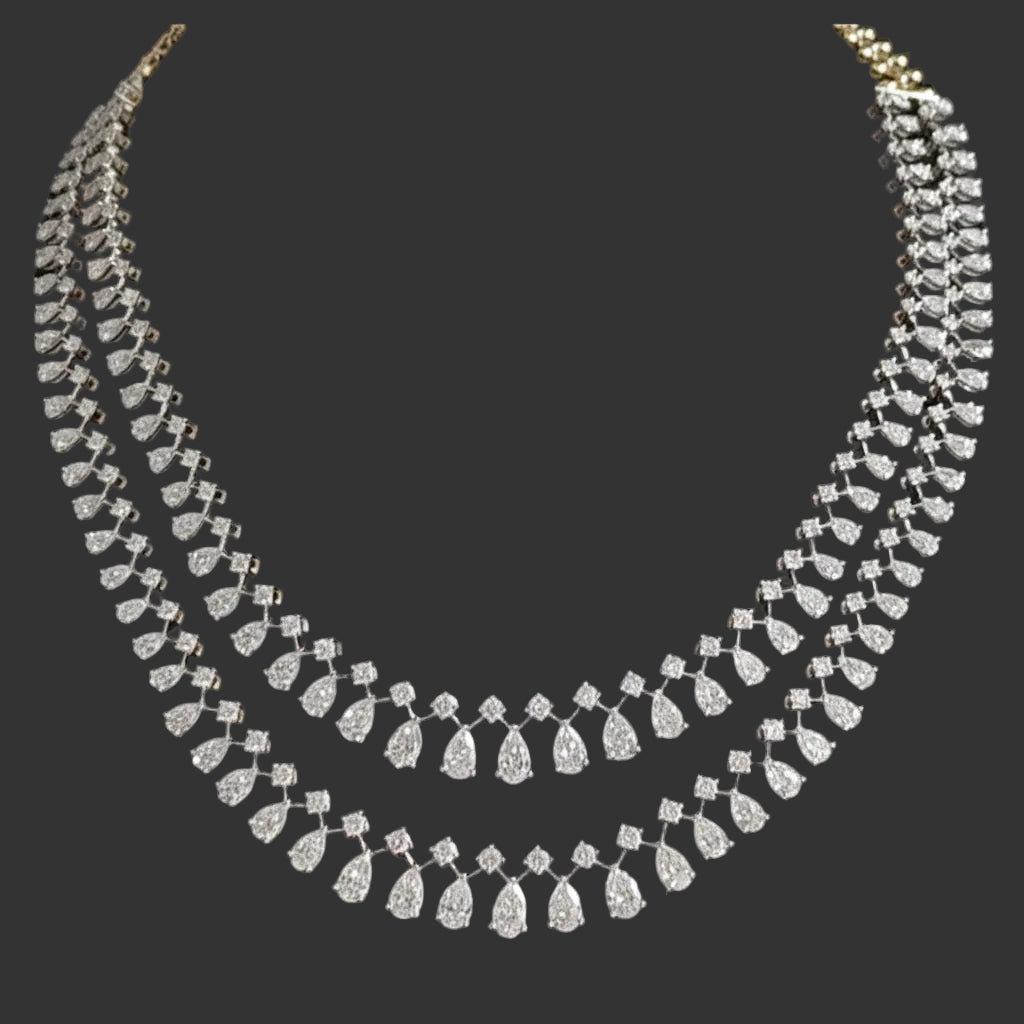 25.86 Ct of NECKLACE of Small Round Shaped Diamonds  14K