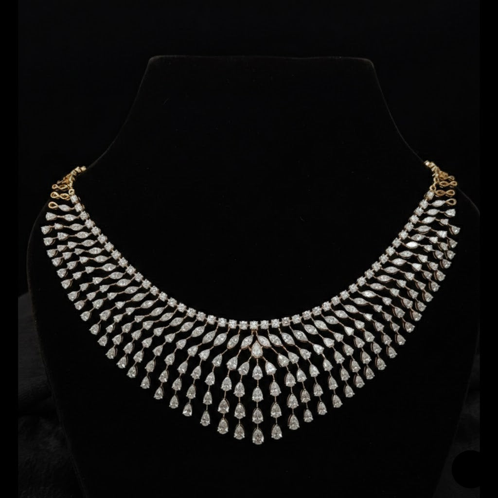 32.86 Ct of NECKLACE of Small Round Shaped Diamonds  14K