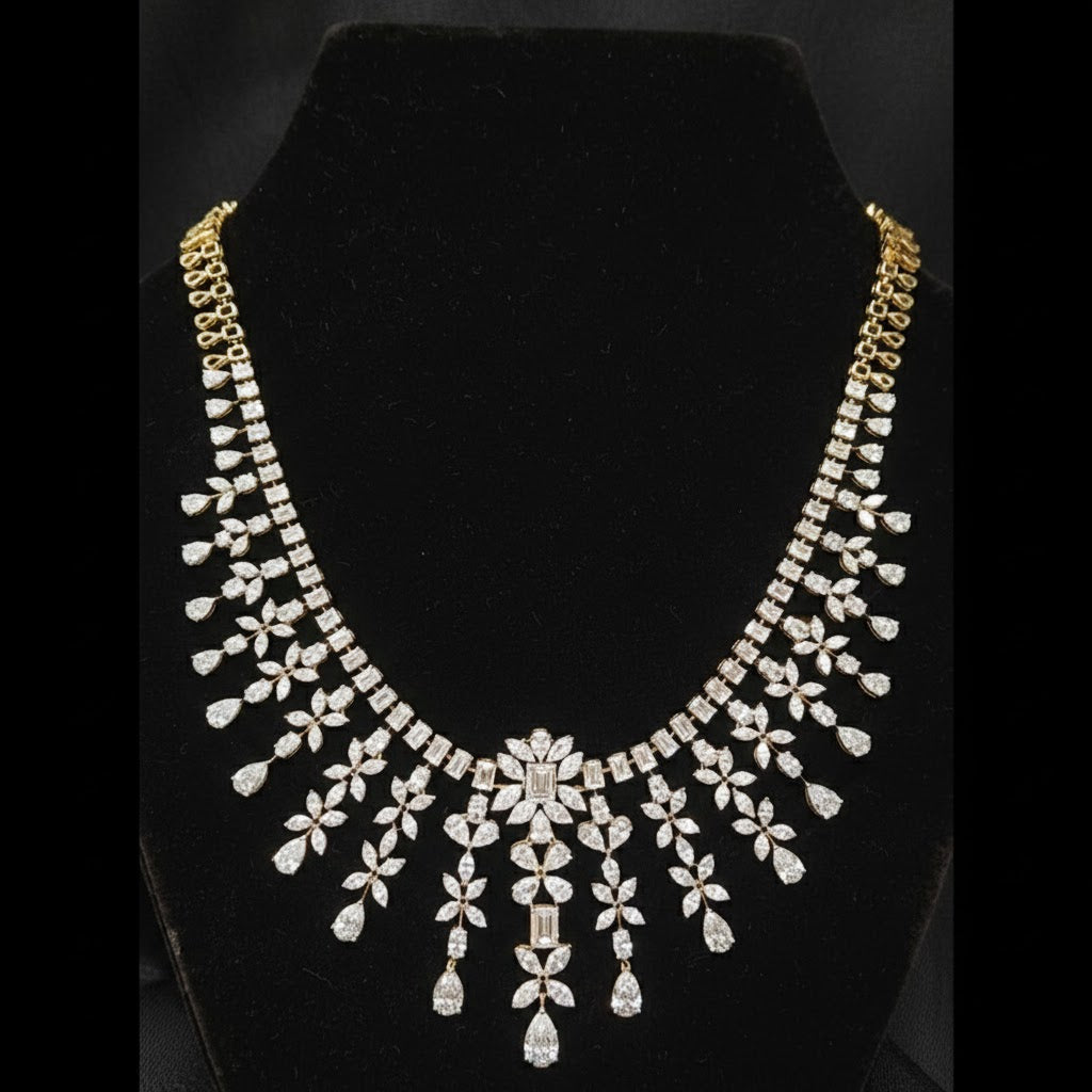 40.22 Ct of NECKLACE of Small Round Shaped Diamonds  14K